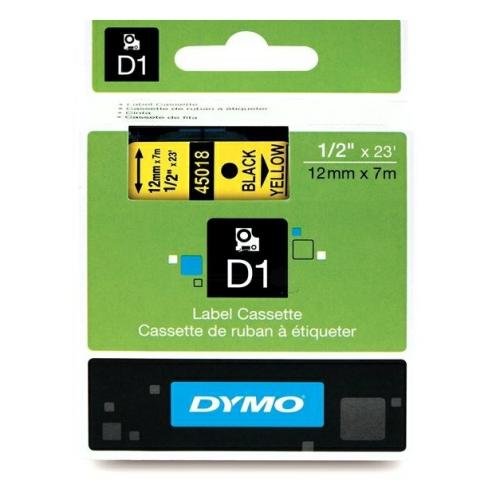 Dymo Etichete negru pe galben (45018 / S0720580), 12mm, laminat