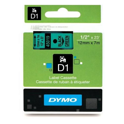 Dymo Etichete negru pe verde (45019 / S0720590), 12mm, laminat