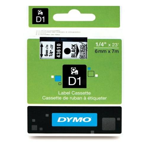 Dymo Etichete negru pe transparent (43610 / S0720770), 6mm, laminat