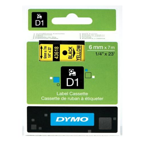 Dymo Etichete negru pe galben (43618 / S0720790), 6mm, laminat