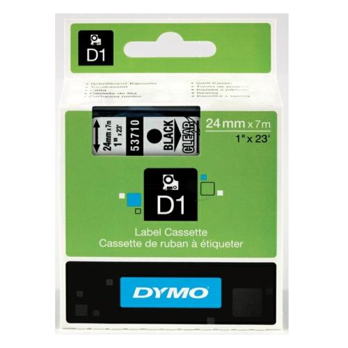 Dymo Etichete negru pe transparent (53710 / S0720920), 24mm, laminat