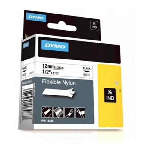 Dymo Banda de culoare negru pe alb (18758 / S0718100), 12mm, laminat flexibil