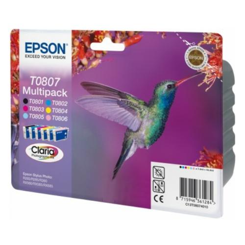 Epson Cartus cu cerneala negru / cian / magenta / galben / fotografiegrafie cian / magenta fotografiegrafie (C13T08074011 / T0807) (multipack)