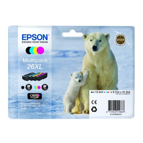 Epson Cartus cu cerneala negru / cian / magenta / galben (C13T26364010 / 26XL) (multipack, high capacity)