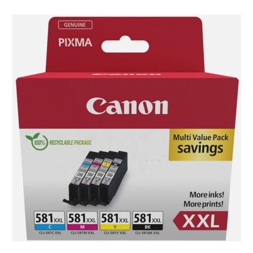 Canon Cartus cu cerneala negru / cian / magenta / galben (1998C005 / CLI581XXL) (multipack, high capacity)