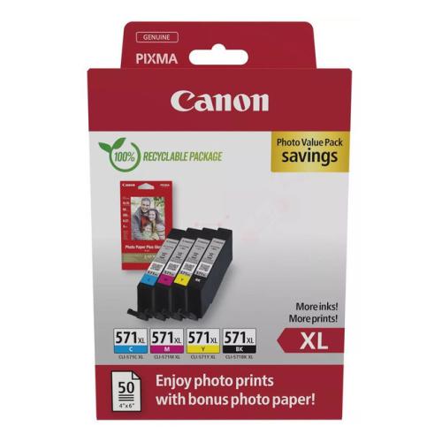 Canon Cartus cu cerneala / hartie foto negru / cian / magenta / galben (0332C006 / CLI571XL) (multipack, high capacity)