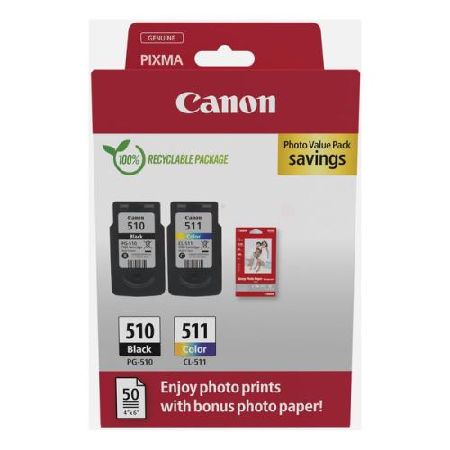 Canon Cartus cu cerneala negru / culoare (2970B017 / PG510+CL511) (Pachet dublu, multipack)