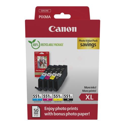 Canon Cartus cu cerneala / hartie foto negru / cian / magenta / galben (6443B008 / CLI551XL) (multipack, high capacity)