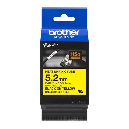 Brother Furtun reductibil la caldura negru / galben (HSE611E)