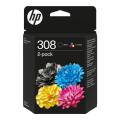 HP Cartus cu cerneala negru / culoare (6L6S6UE / 308) (Pachet dublu, multipack)